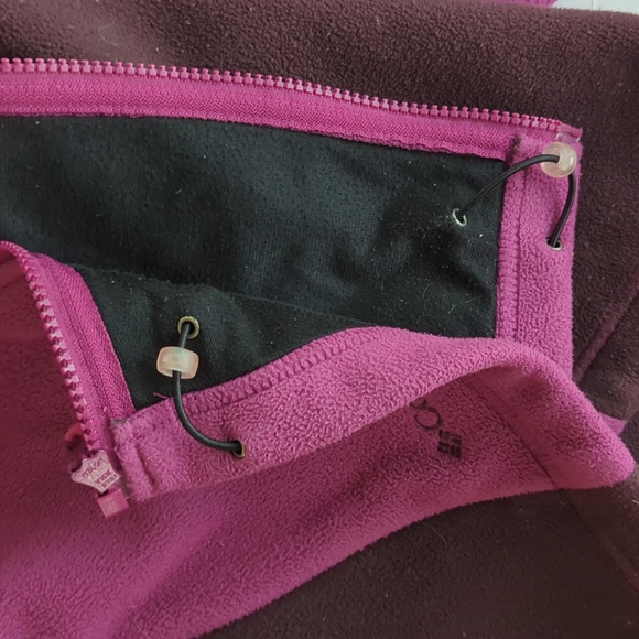 Columbia Fleece Zip Up Color Block Jacket MEDIUM Brown Mauve - Picture 9 of 16